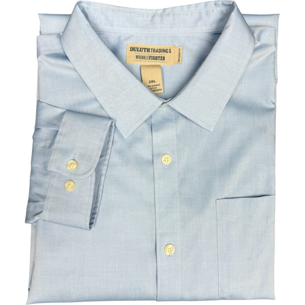NWOT Men's DULUTH TRADING Supima Cotton Wrinklefighter Long Sleeve Shirt | 2XL